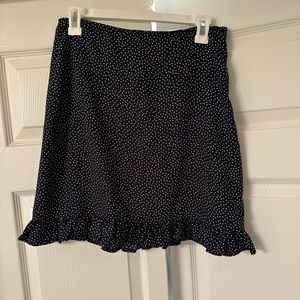Navy polka dot skirt from Loft.
